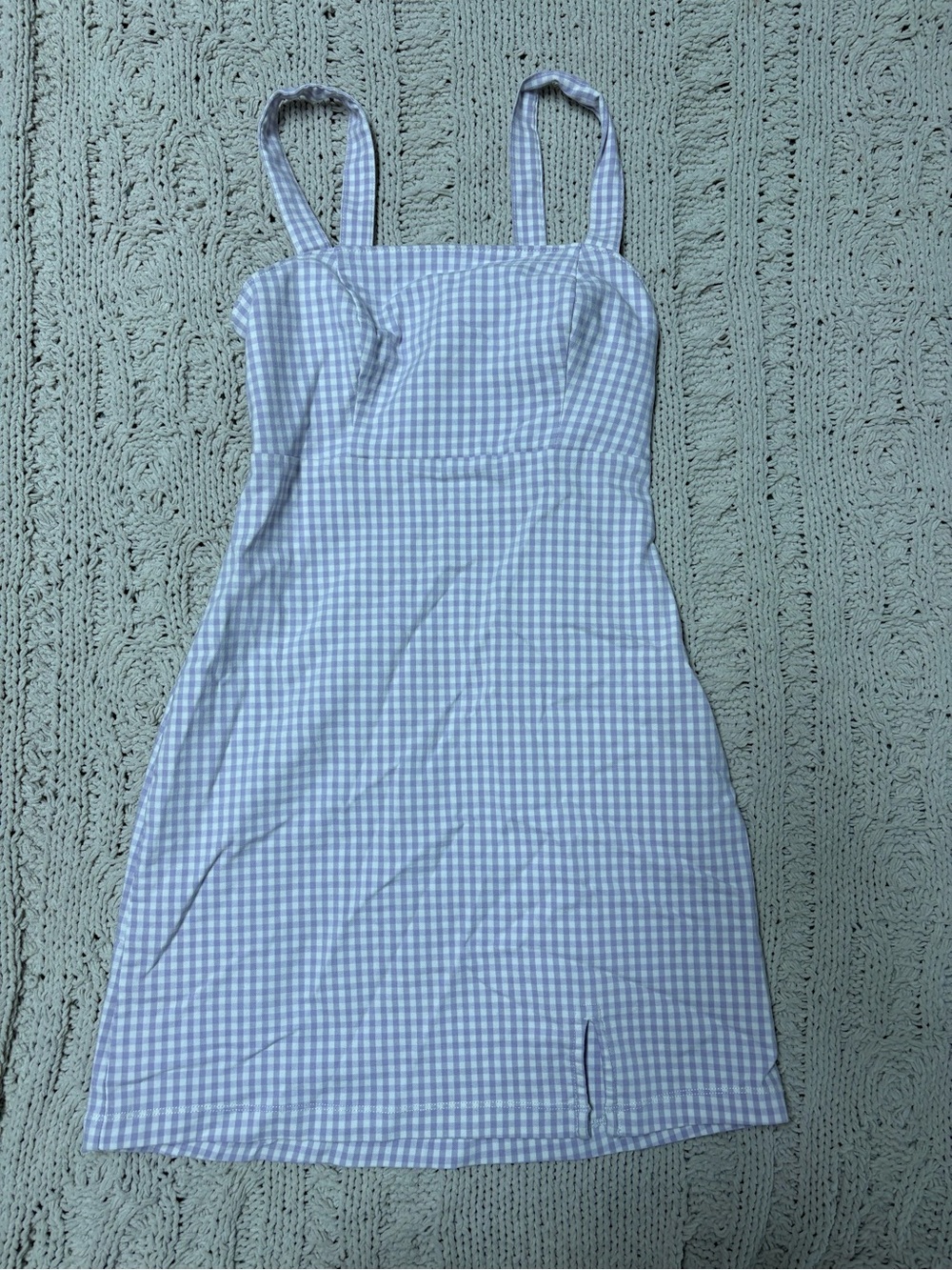 Purple Gingham Square-Neck Sundress